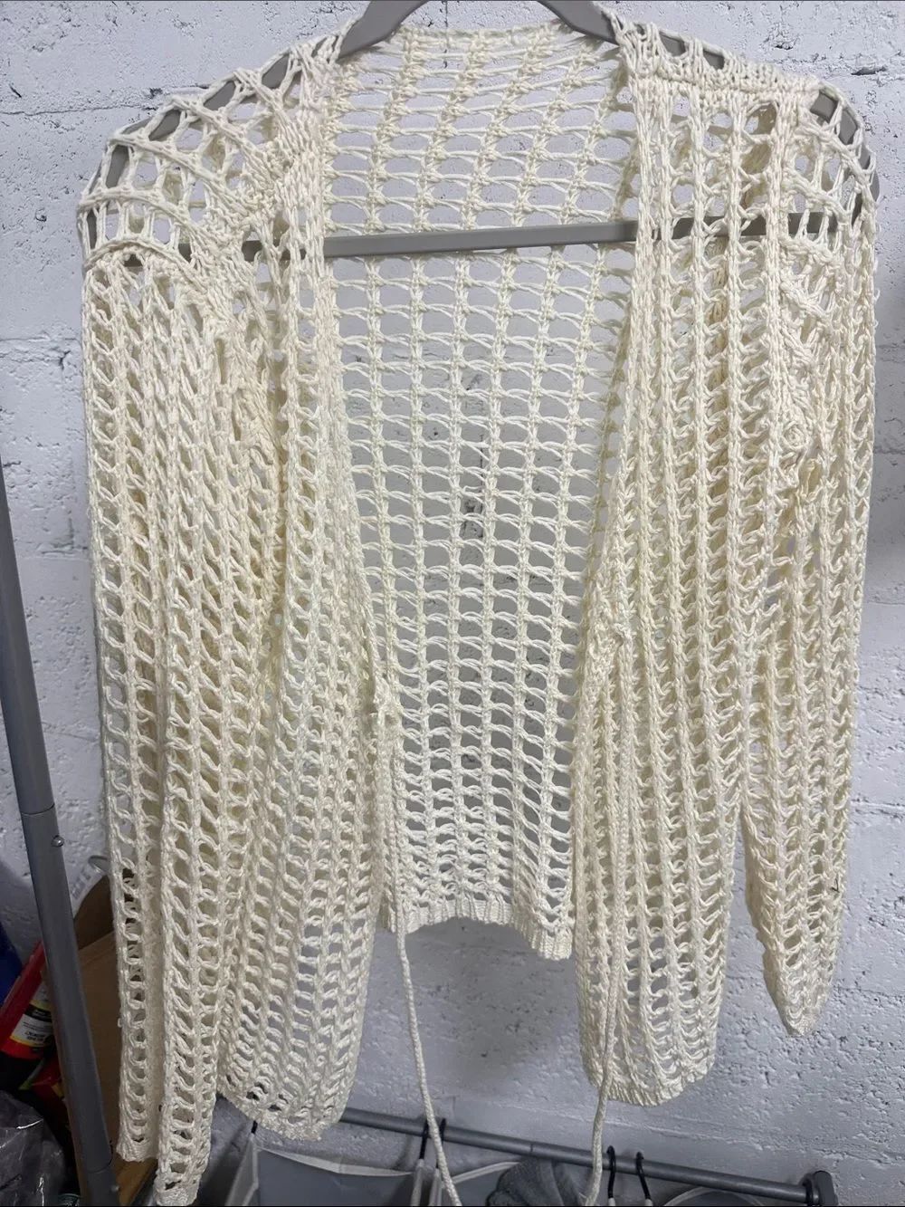 Open-Knit Cream Women’s Swimwear Cover Up - Long Sleeve - ONE SIZE - Never Worn